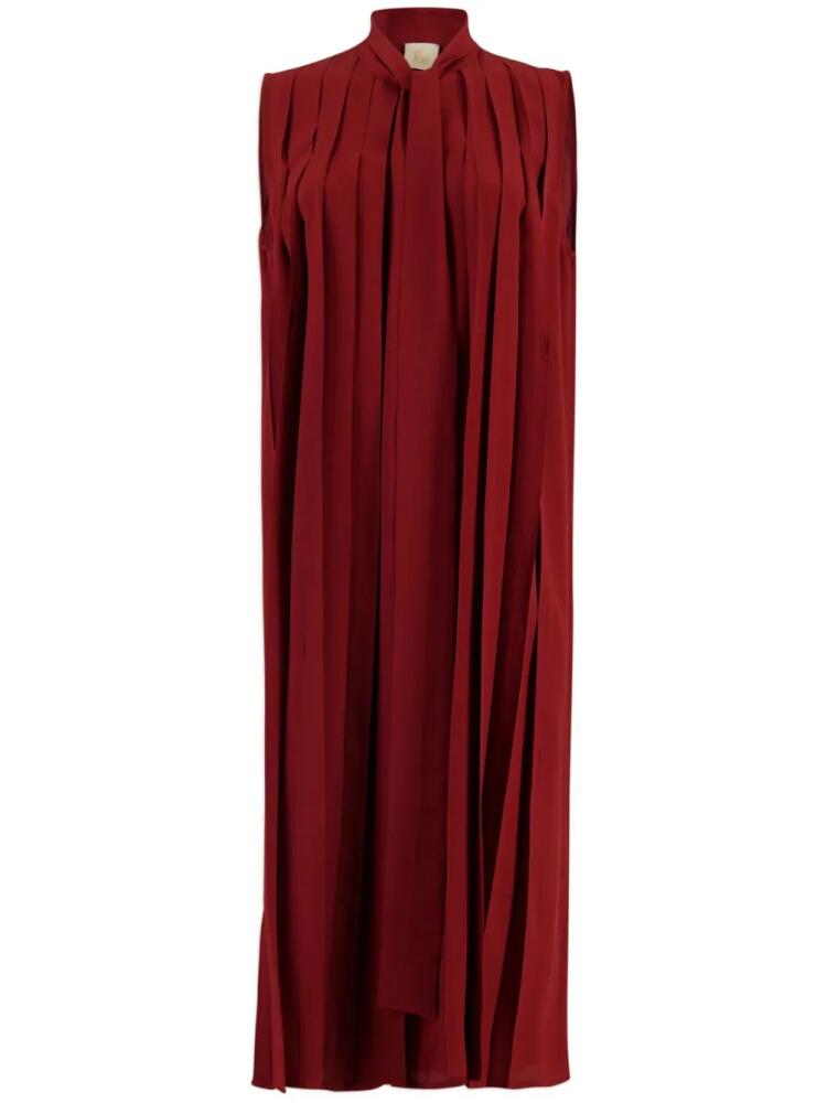 PAULA pleated silk dress - Red Cover