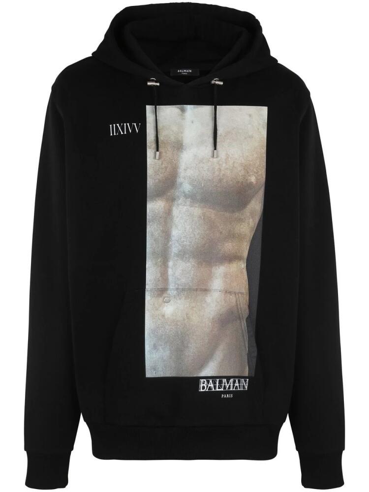 Balmain graphic-print cotton hoodie - Black Cover