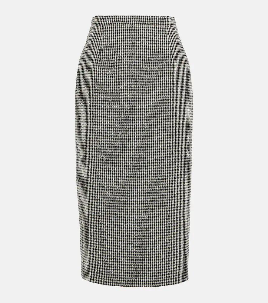 Alessandra Rich Checked wool-blend midi skirt Cover