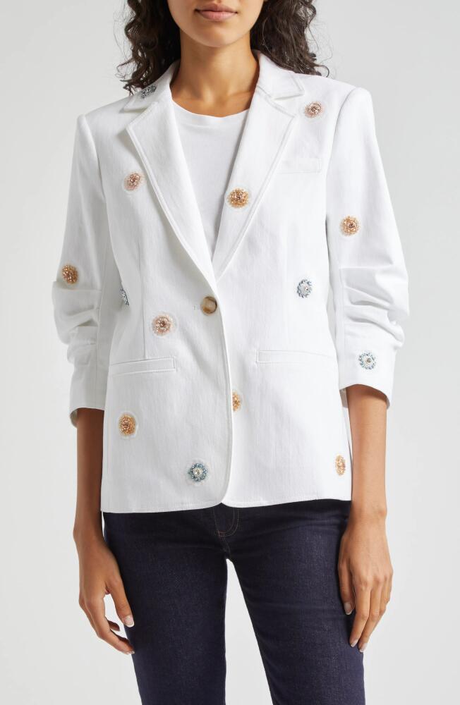 Cinq à Sept Khloe Ditsy Dots Denim Blazer in White Cover