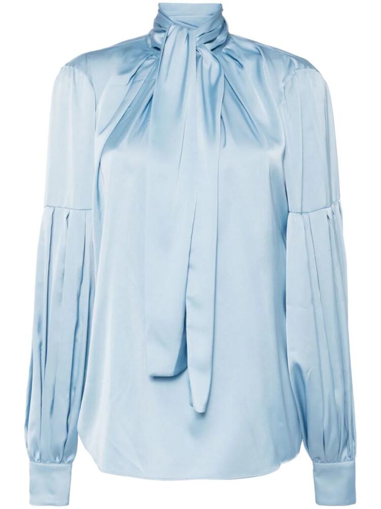 Saiid Kobeisy bow neck long-sleeve blouse - Blue Cover