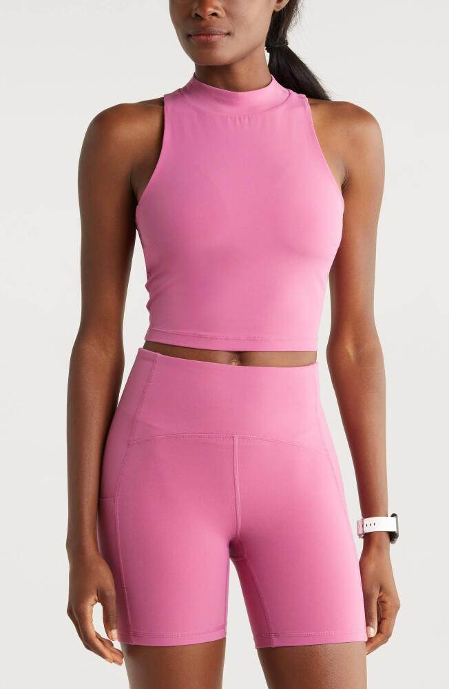 Zella Studio Luxe Mock Neck Support Crop Tank in Pink Violet Cover