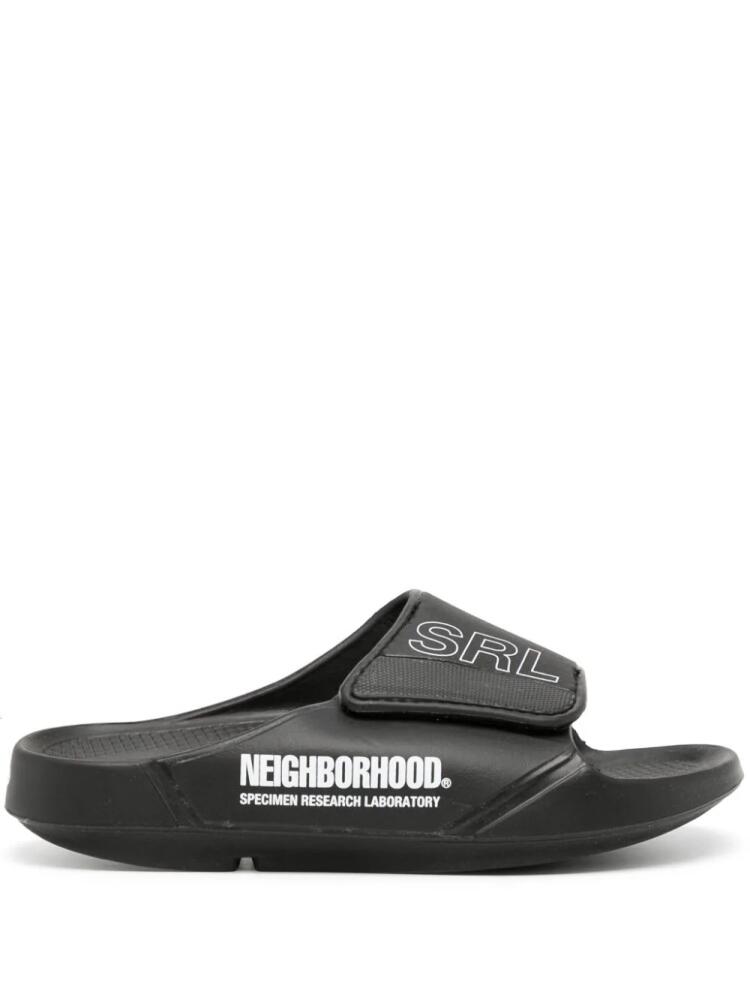 Neighborhood logo-print touch-strap slides - Black Cover