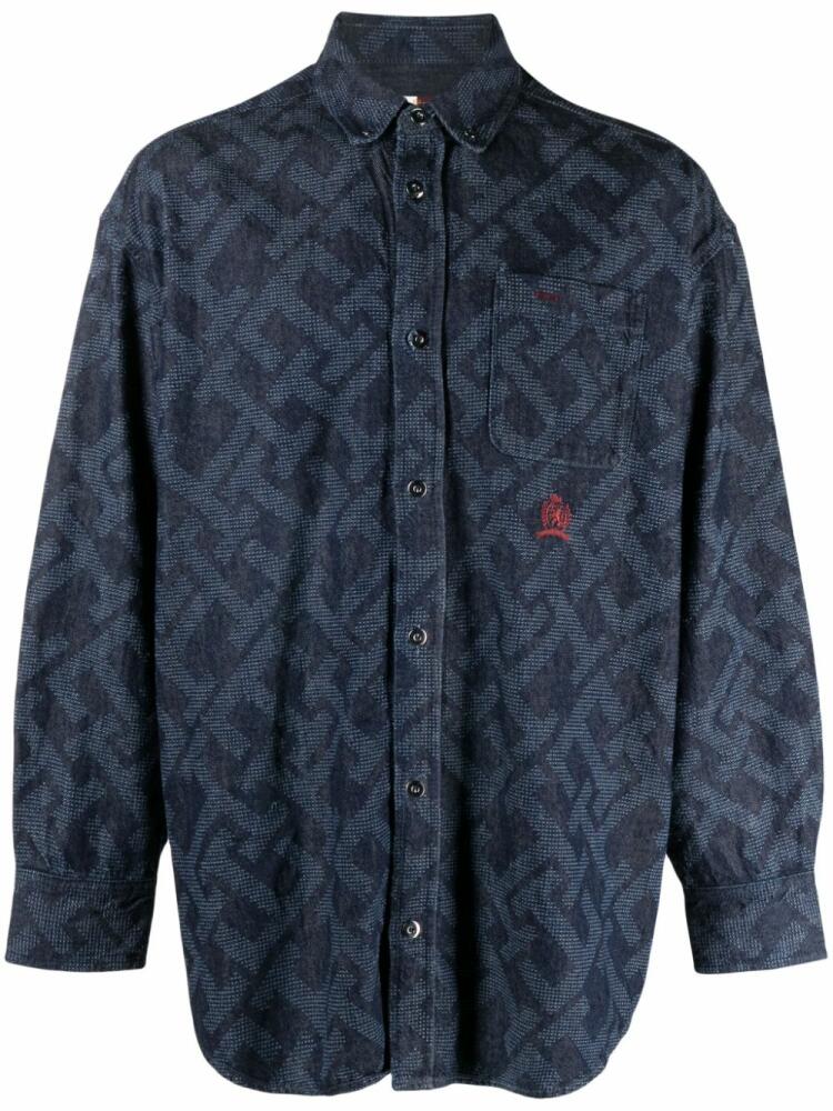 Tommy Hilfiger monogram-jacquard denim shirt - Blue Cover