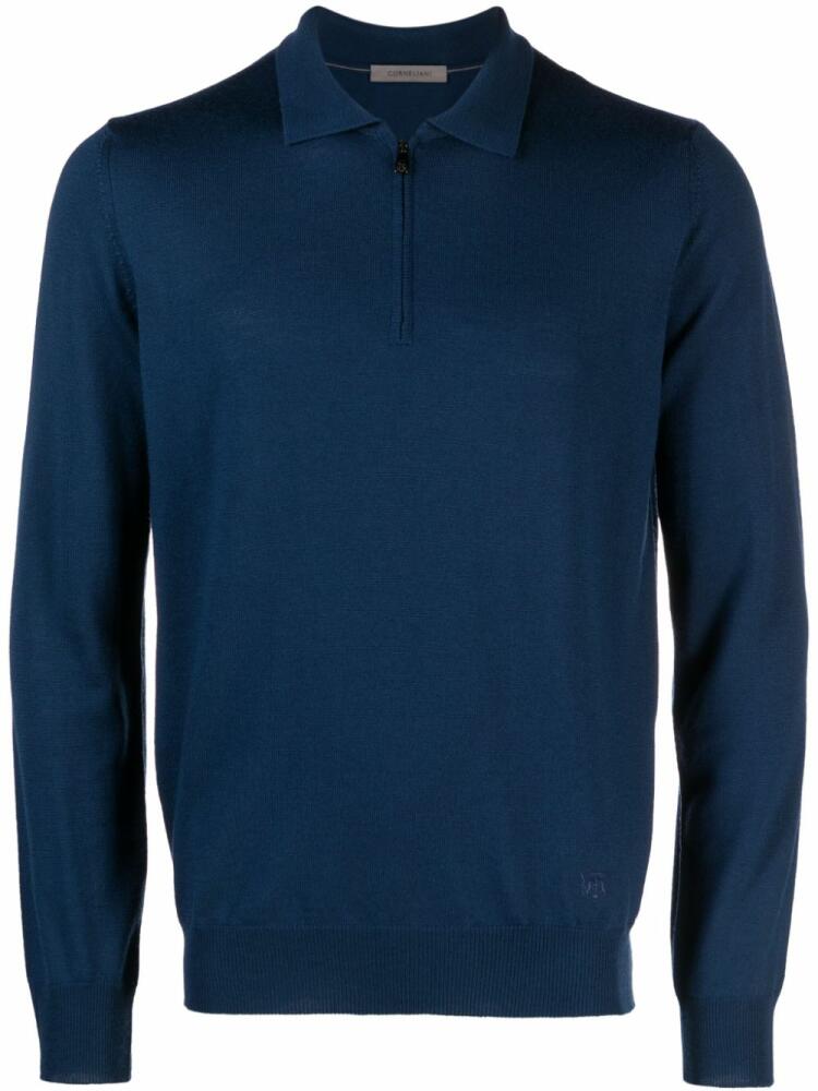 Corneliani half-zip wool polo shirt - Blue Cover