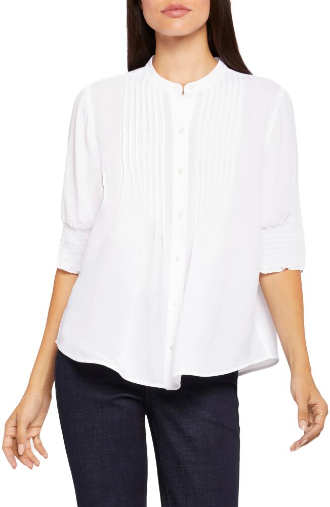 NYDJ Pleated Peasant Blouse in Optic White Cover