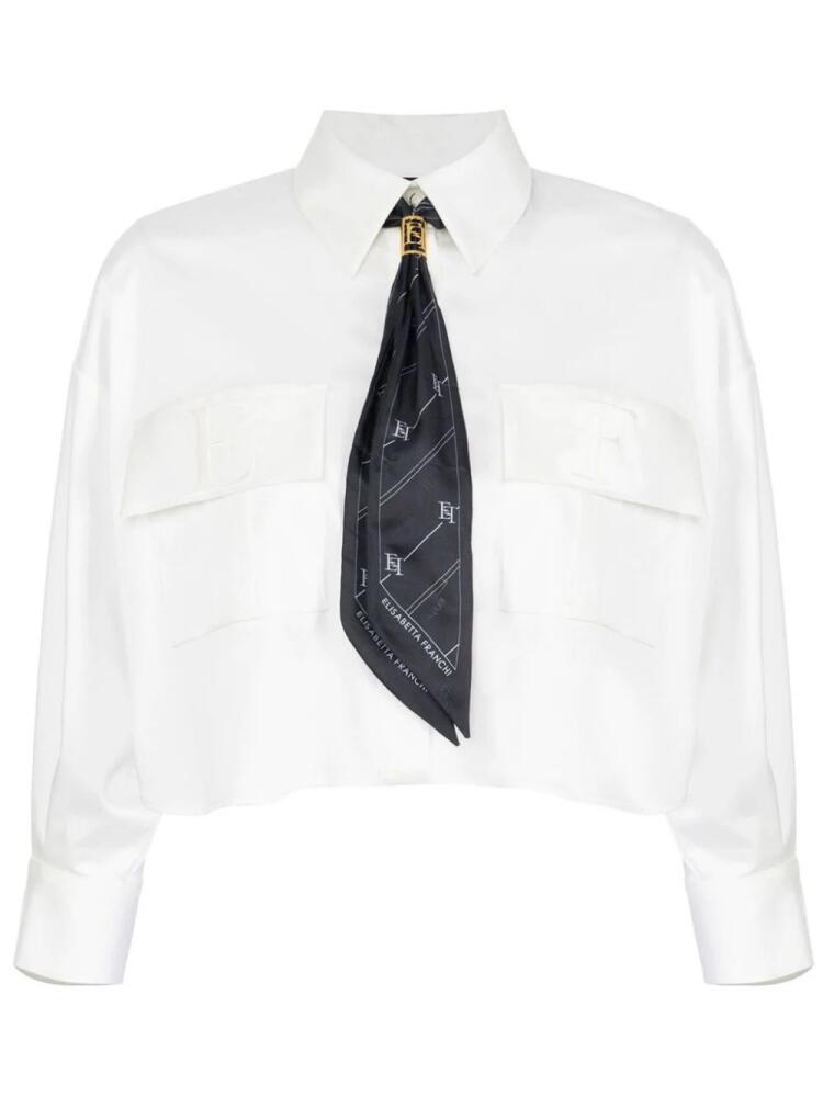 Elisabetta Franchi scarf-detailing cropped shirt - White Cover