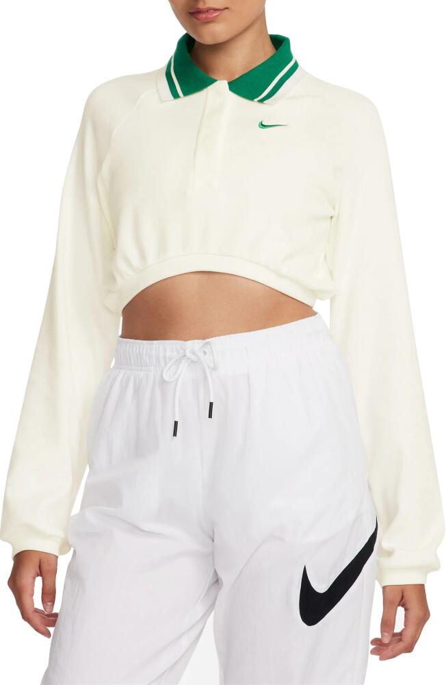 Nike Sportswear Collection Long Sleeve Crop Polo in Sail/Malachite/Malachite Cover