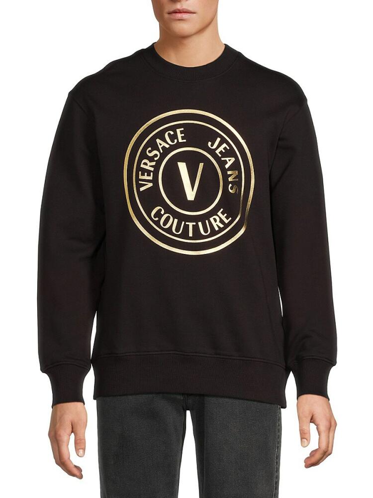 Versace Jeans Couture Men's Metallic Logo Fleece Sweatshirt - Black Gold Cover