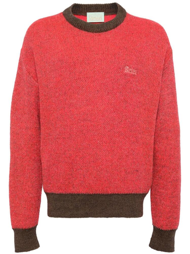 Aries logo-embroidered jumper - Pink Cover