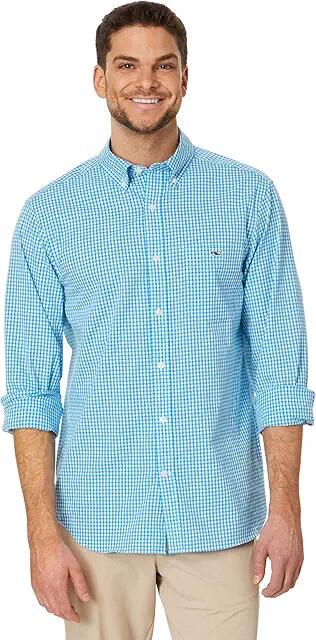 Vineyard Vines Clssc Fit Gingham Poplin Shirt (Keel Blue Plaid) Men's Jacket Cover