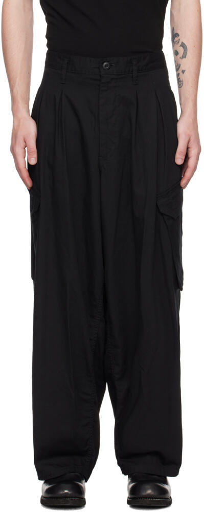 YOHJI YAMAMOTO Black Pleated Cargo Pants Cover