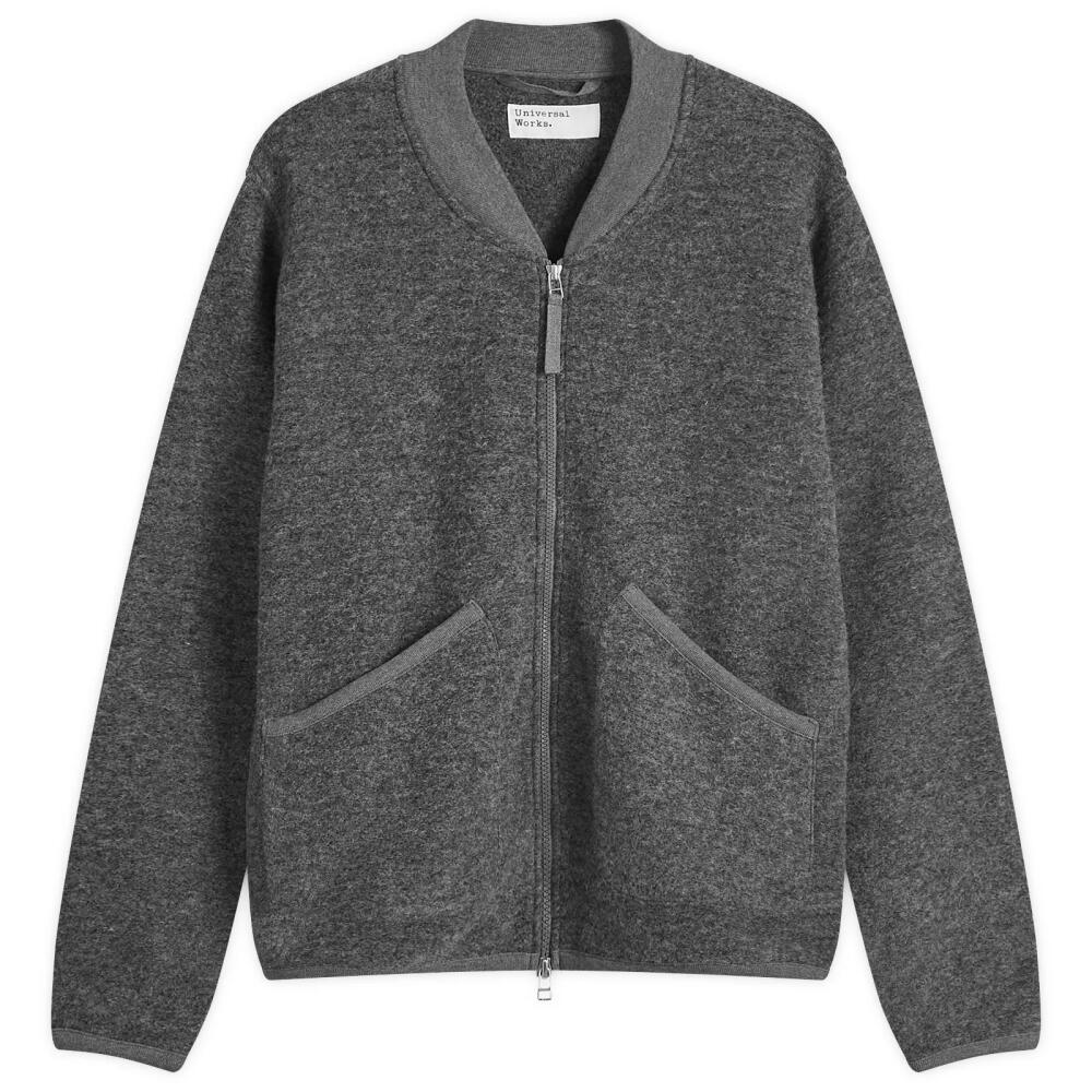 Universal Works Men's Wool Fleece Zip Bomber Jacket in Grey Marl Cover