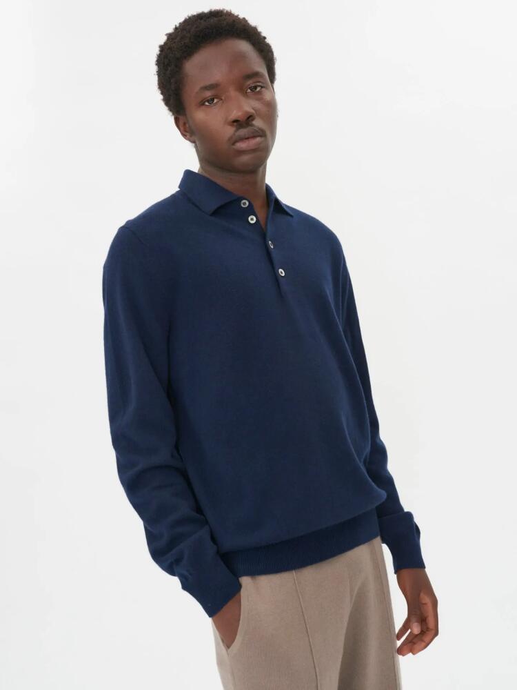 Gobi Cashmere Polo Neck Sweater in True Navy Cover