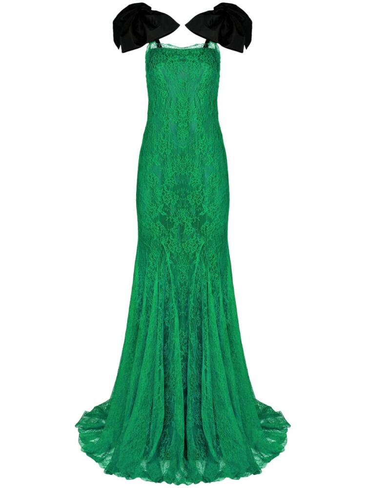 Nina Ricci bow-embellished lace gown - Green Cover