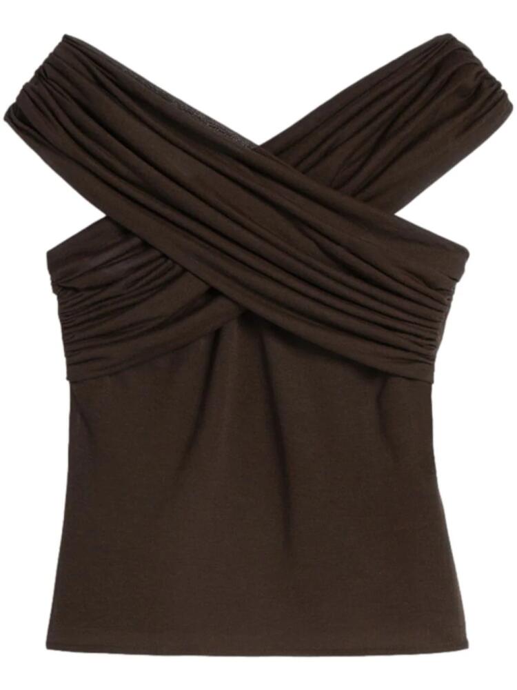 AMI Paris draped top - Brown Cover