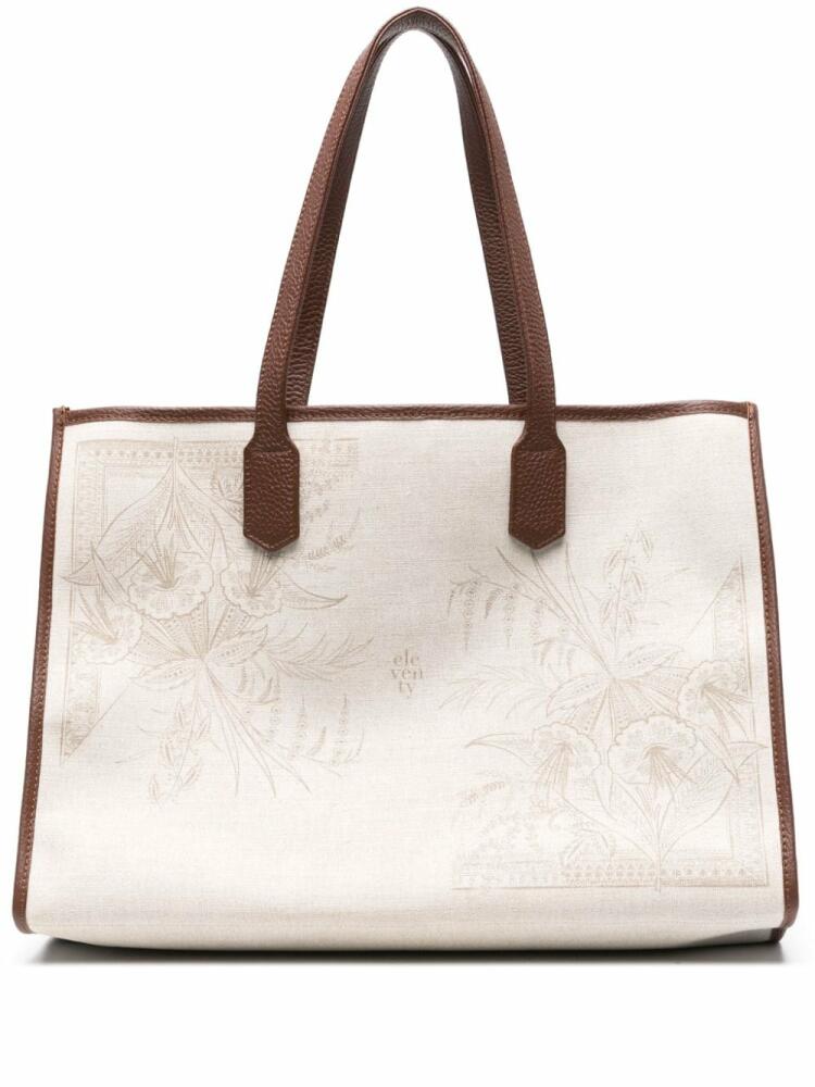 Eleventy floral-print canvas tote bag - Neutrals Cover