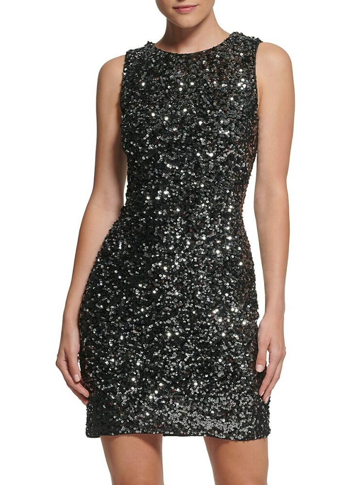 Vince Camuto Women's Sequin Mini Bodycon Dress - Black Cover