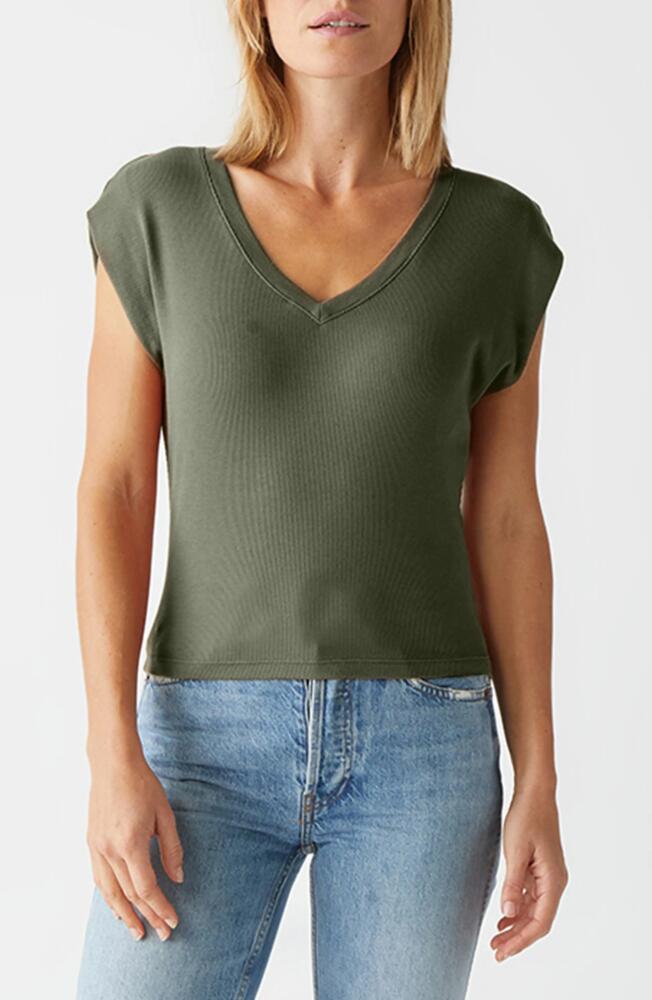 Michael Stars Tati Power Shoulder Rib Top in Olive Cover