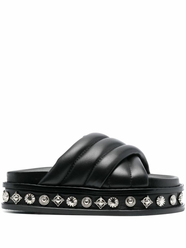 Toga Pulla studded 50mm leather slides - Black Cover