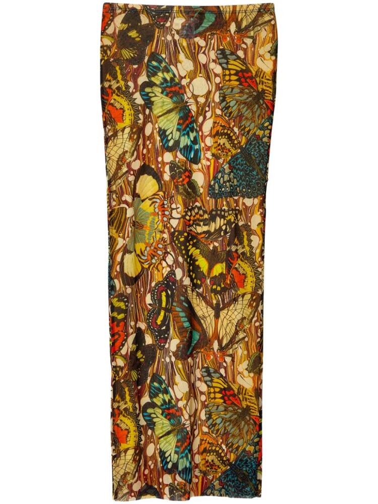 Jean Paul Gaultier Papillon butterfly-print maxi skirt - Yellow Cover