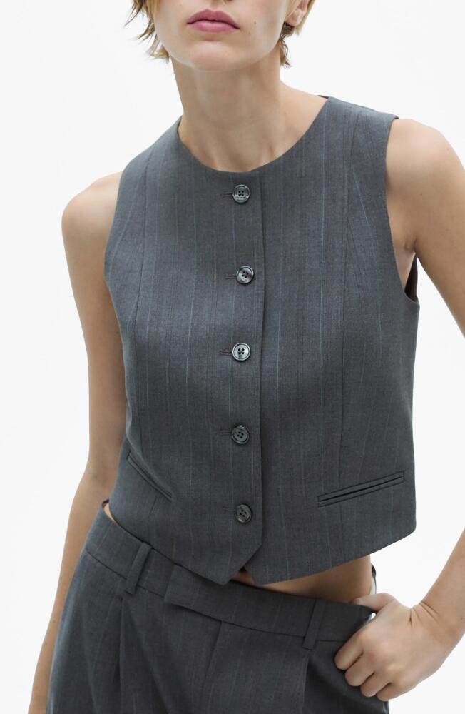 MANGO Pinstripe Vest in Grey Cover