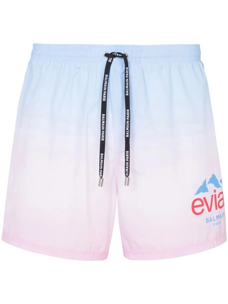 Balmain x Evian gradient swim shorts - Blue Cover