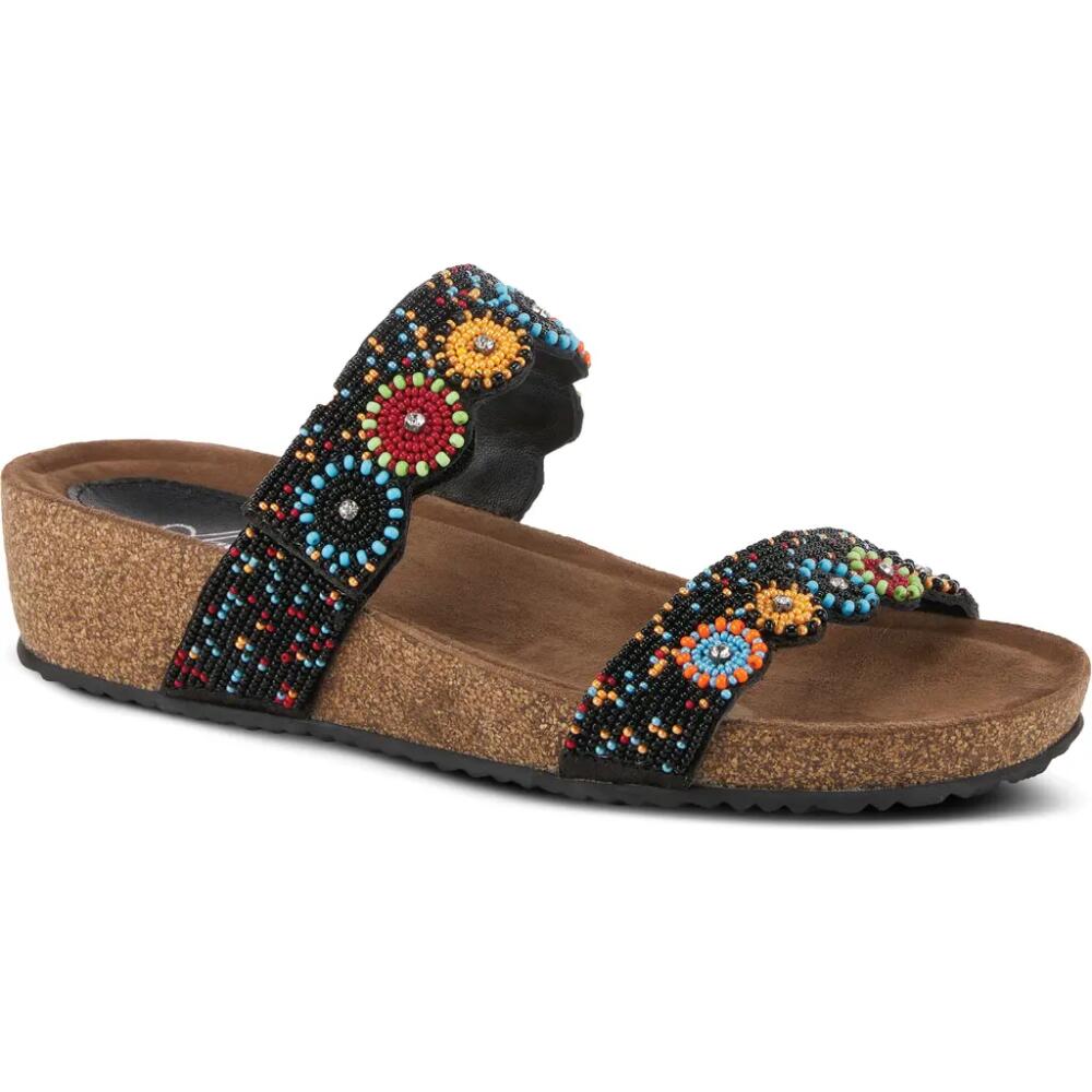 AZURA BY SPRING STEP Bahama Embellished Slide Sandal in Black Multi Cover