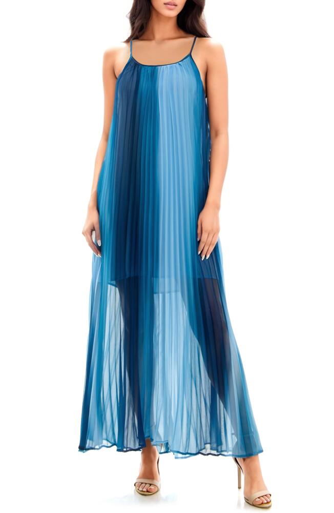 Socialite Pleated Maxi Dress in Blue Watercolor Cover