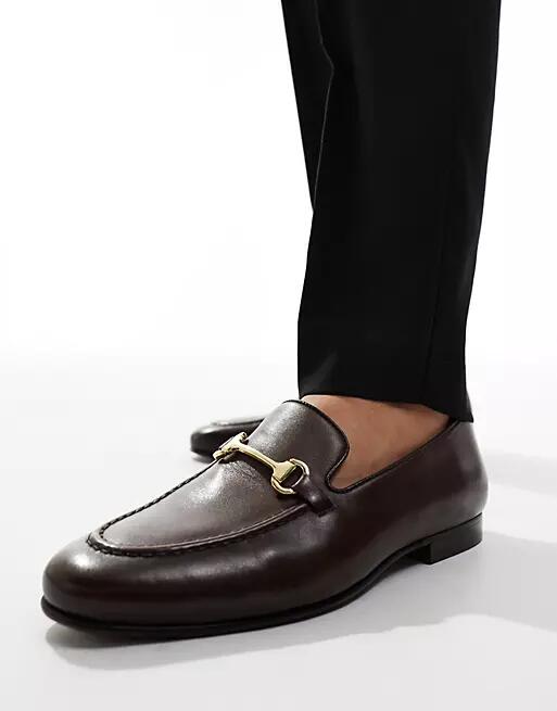 Walk London Trent Trim Loafers In Brown Leather Cover