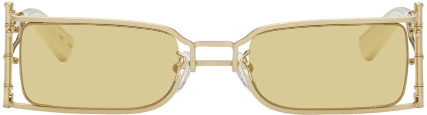 Feng Chen Wang SSENSE Exclusive Gold Bamboo Sunglasses Cover