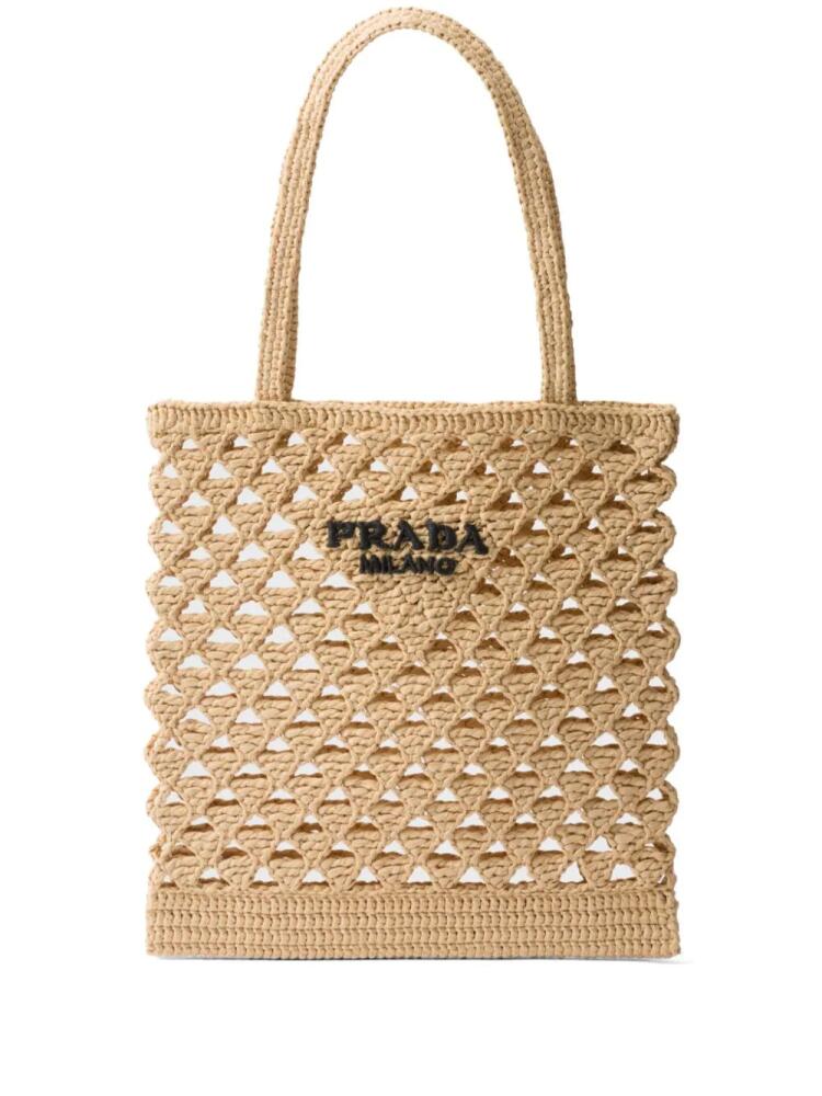 Prada woven crochet tote bag - Neutrals Cover