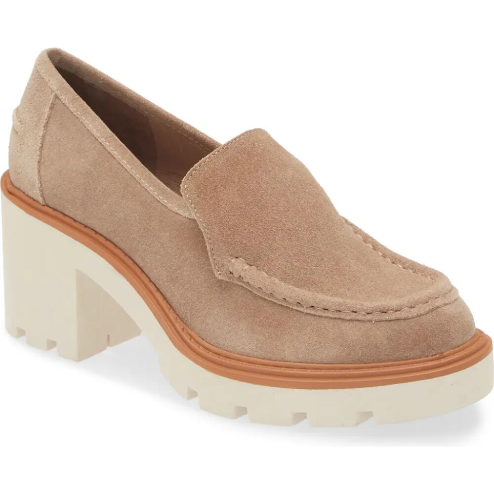 Chocolat Blu Finna Platform Loafer Pump in Latte Suede Cover