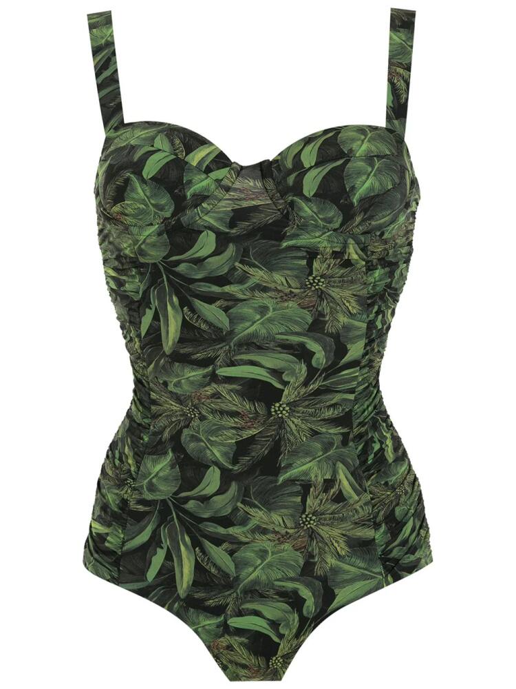 Isolda Coqueiral foliage-print swimsuit - Black Cover