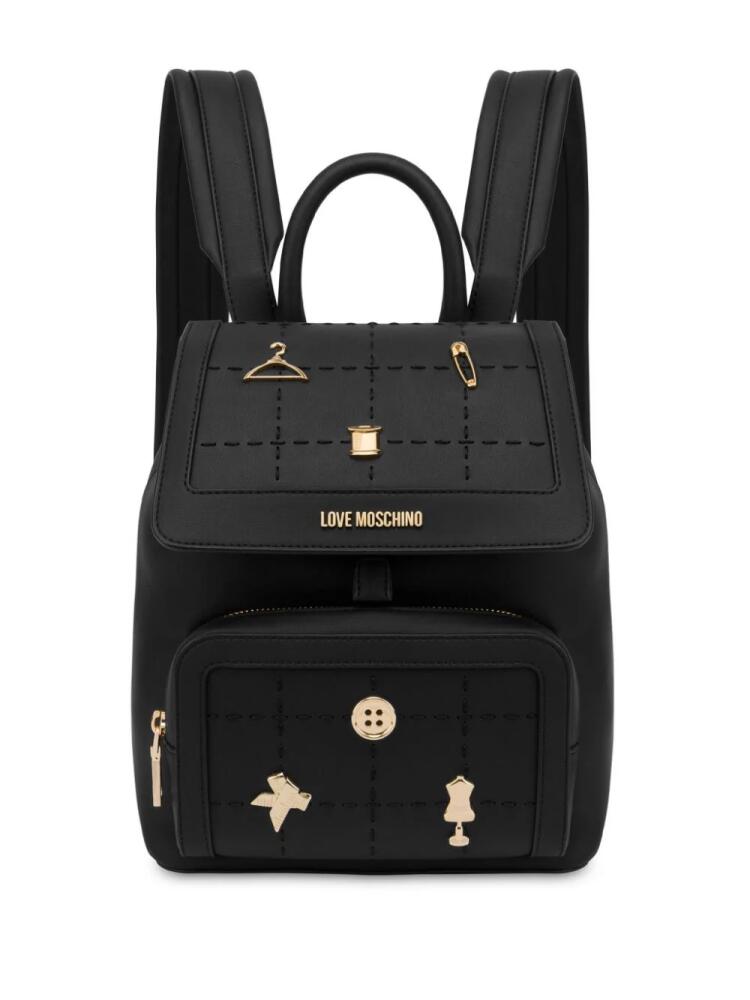 Love Moschino pin-embellishment faux-leather backpack - Black Cover