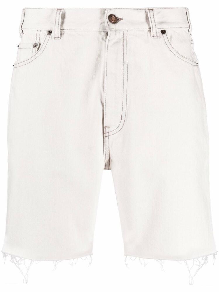 Saint Laurent logo-patch denim shorts - Neutrals Cover