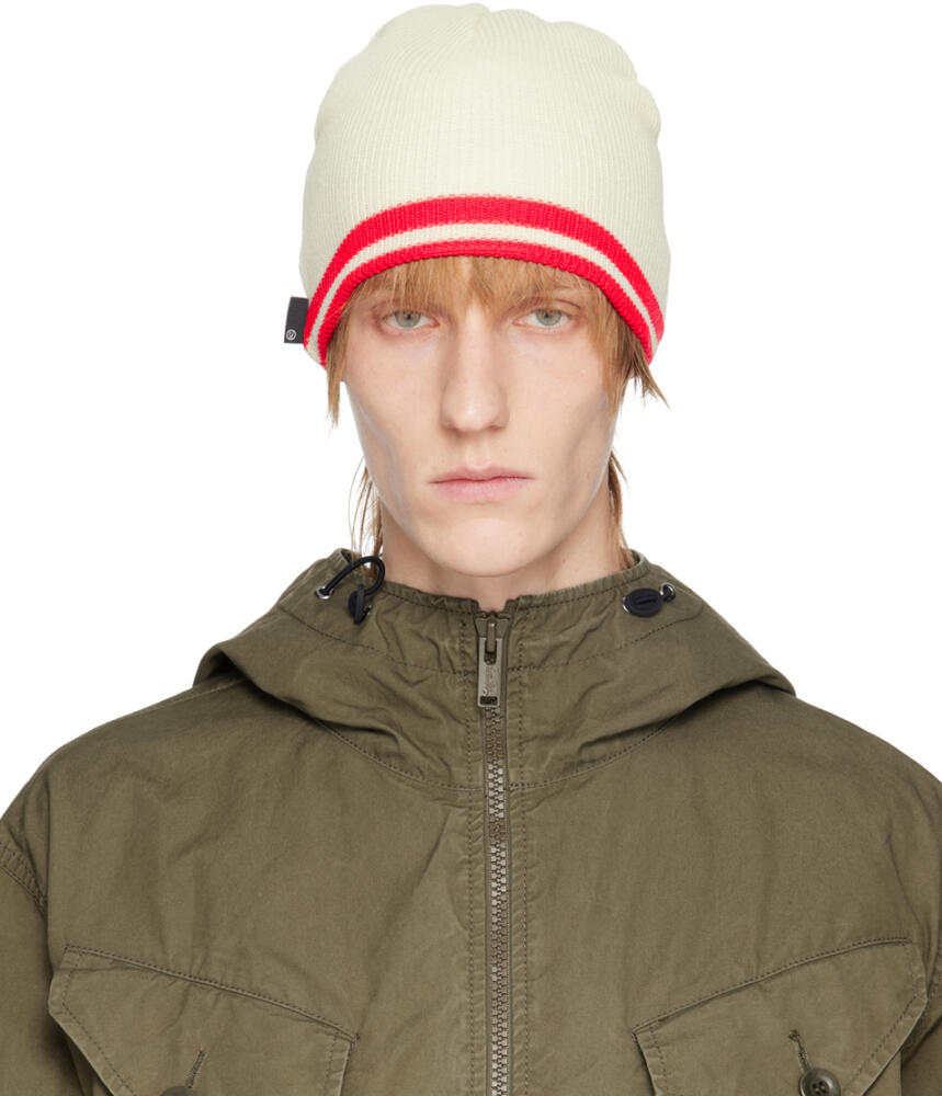 UNDERCOVER Off-White Striped Beanie Cover