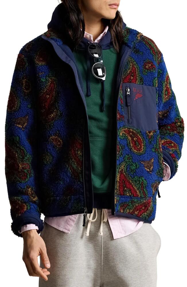 Polo Ralph Lauren High Pile Fleece Jacket in Royal Belv Paisley Combo Cover