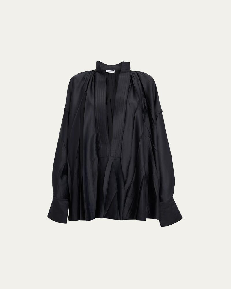 Ferragamo Satin Plunging V-Neck Blouse Cover