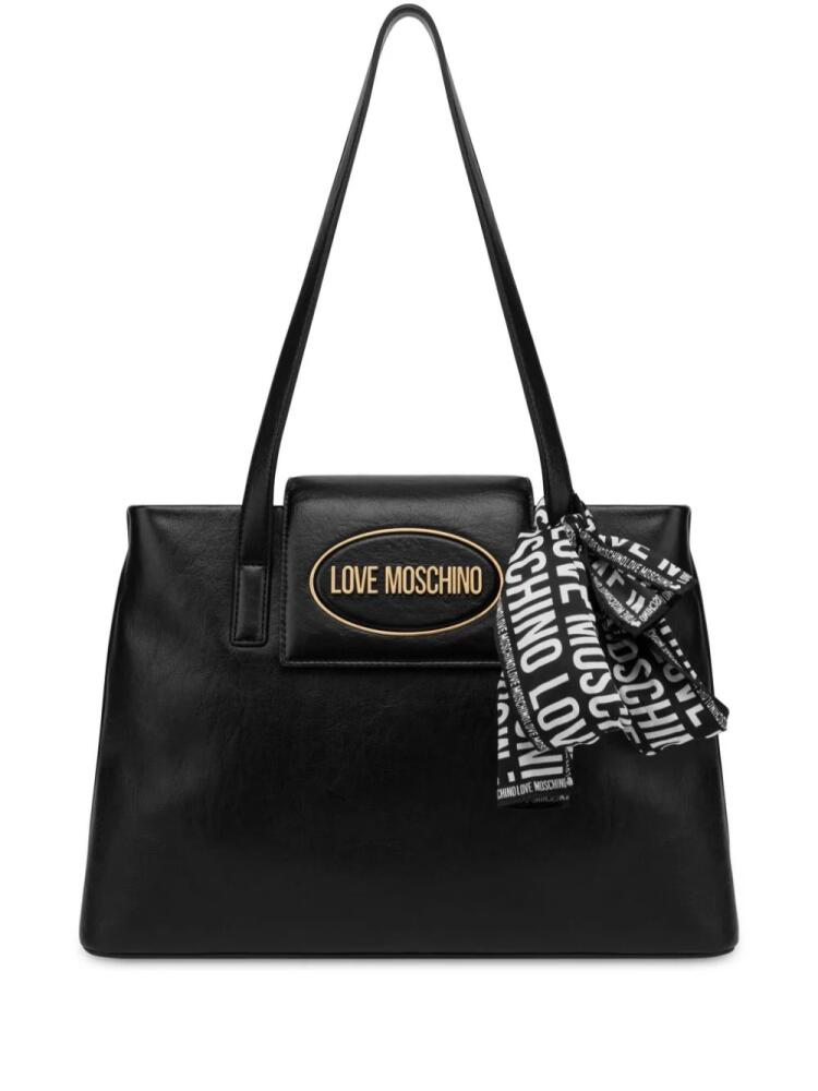 Love Moschino scarf faux-leather tote bag - Black Cover