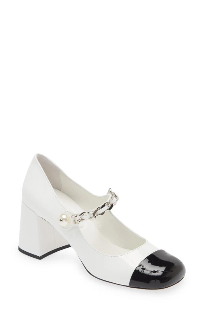 Miu Miu Chain Strap Mary Jane Pump in White/Black Cover