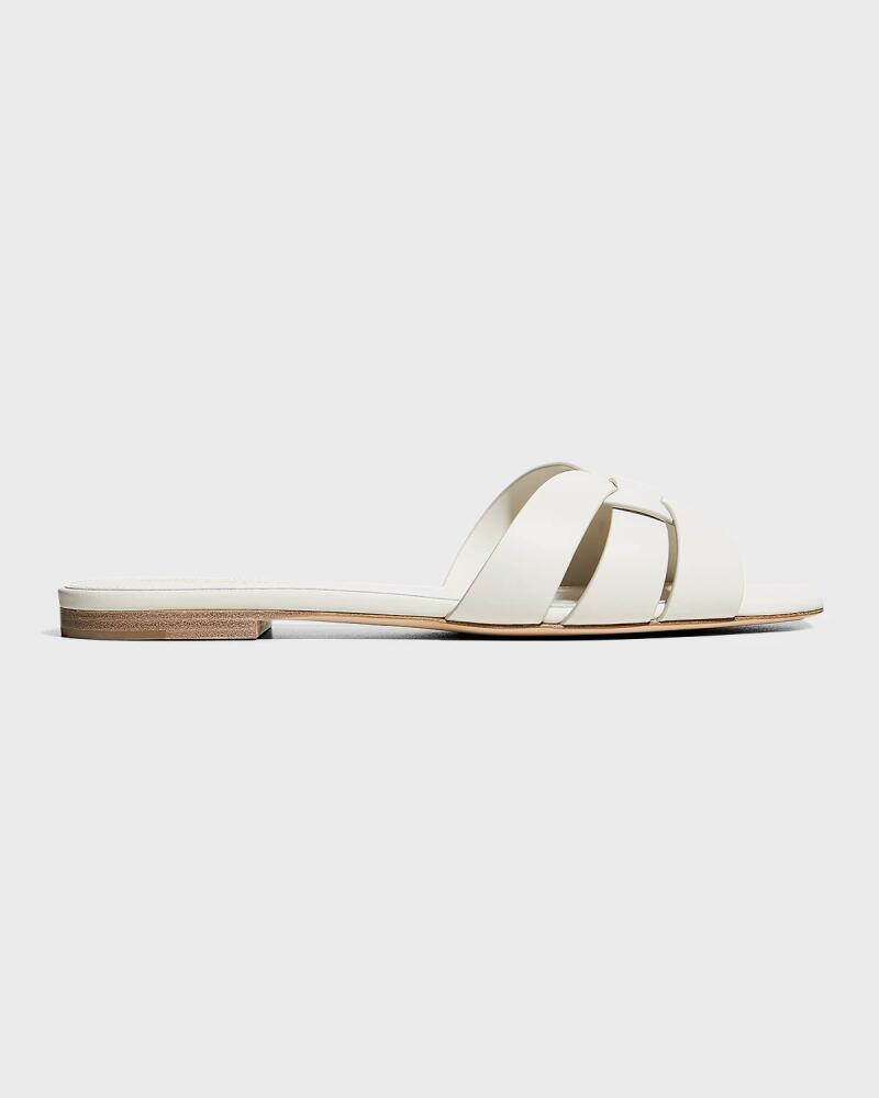 Saint Laurent Woven Leather Flat Slide Sandals Cover