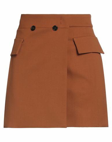 Bcbgmaxazria Woman Mini skirt Brown Virgin Wool, Elastane Cover