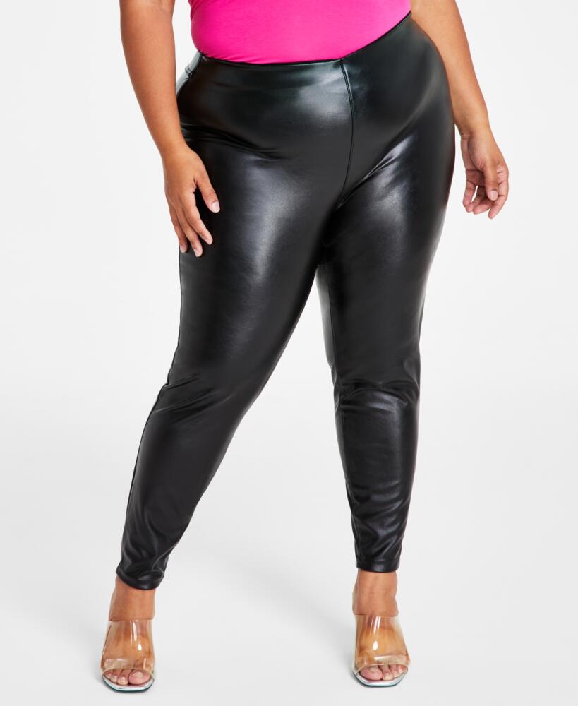 Vince Camuto Plus Size Faux-Leather Leggings - Rich Black Cover