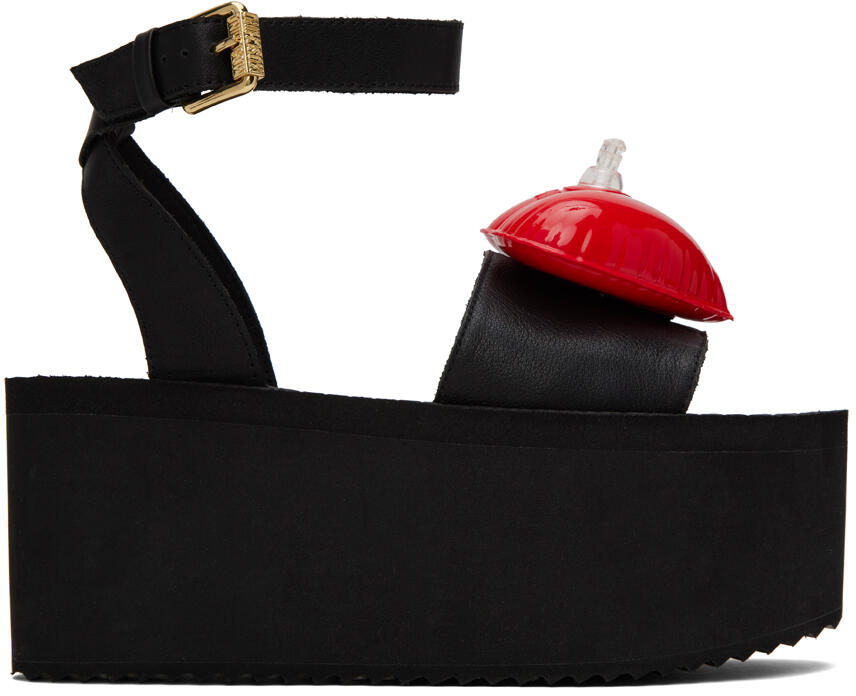 Moschino Black Inflatable Heart Sandals Cover