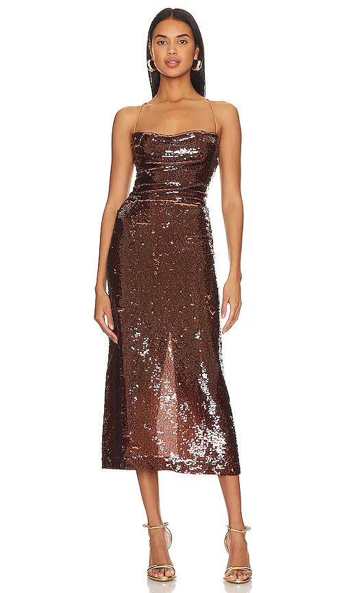 Sabina Musayev Lera Dress in Metallic Bronze Cover