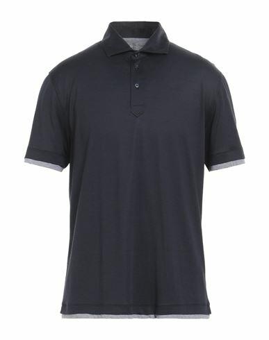 Brunello Cucinelli Man Polo shirt Midnight blue Silk, Cotton Cover