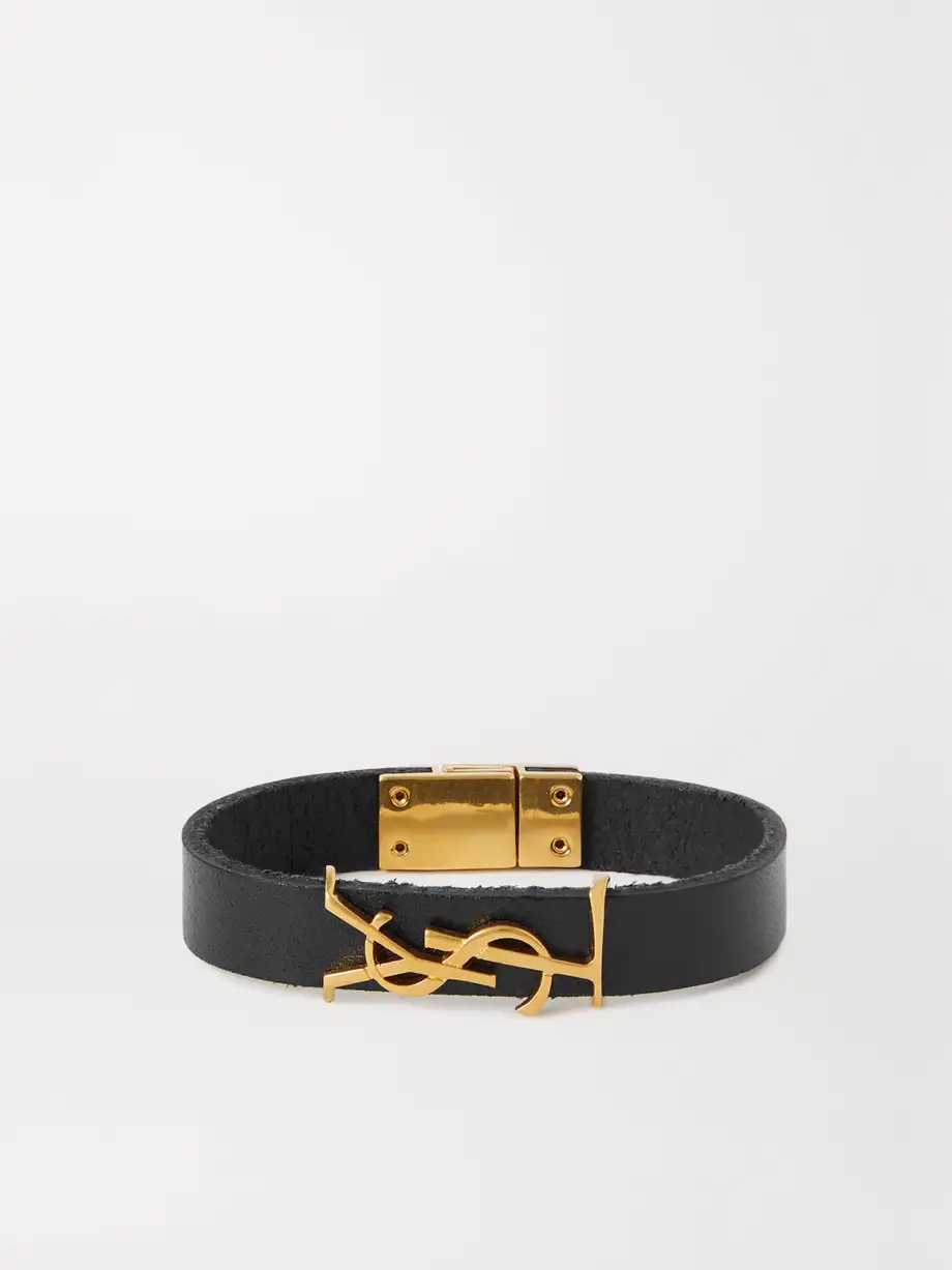 SAINT LAURENT - Opyum Leather And Gold-tone Bracelet - Black Cover