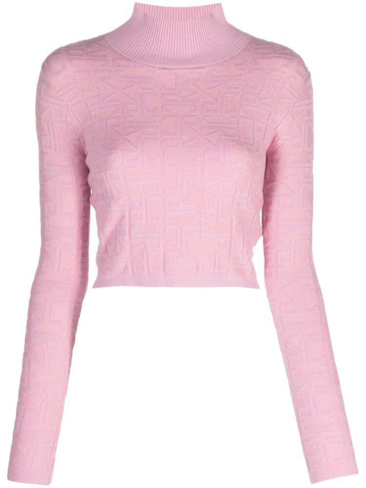 John Richmond jacquard logo-motif cropped jumper - Pink Cover