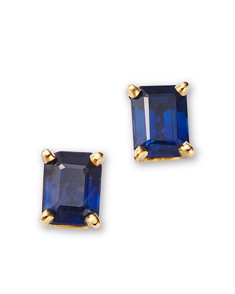 Zoe Chicco 14K Yellow Gold Emerald Cut Blue Sapphire Stud Earrings Cover